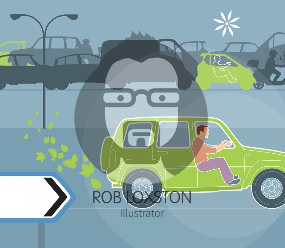 Eco Car Editorial Rob Loxston Illustrator - roblox traffic jam